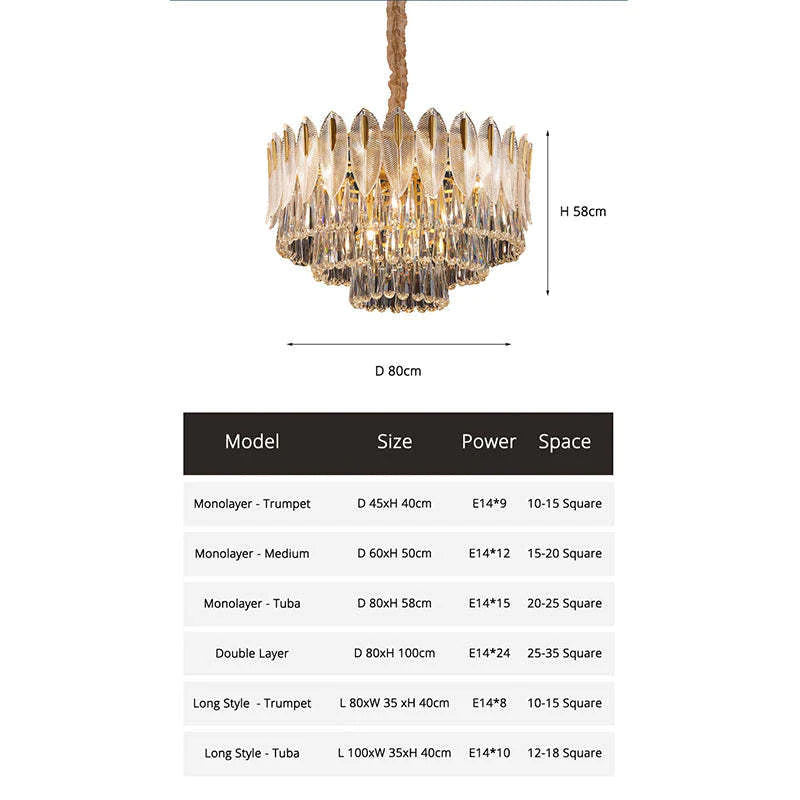 Kristy Lustre Plume Cristal, Métal/Cristal, Doré, Salon
