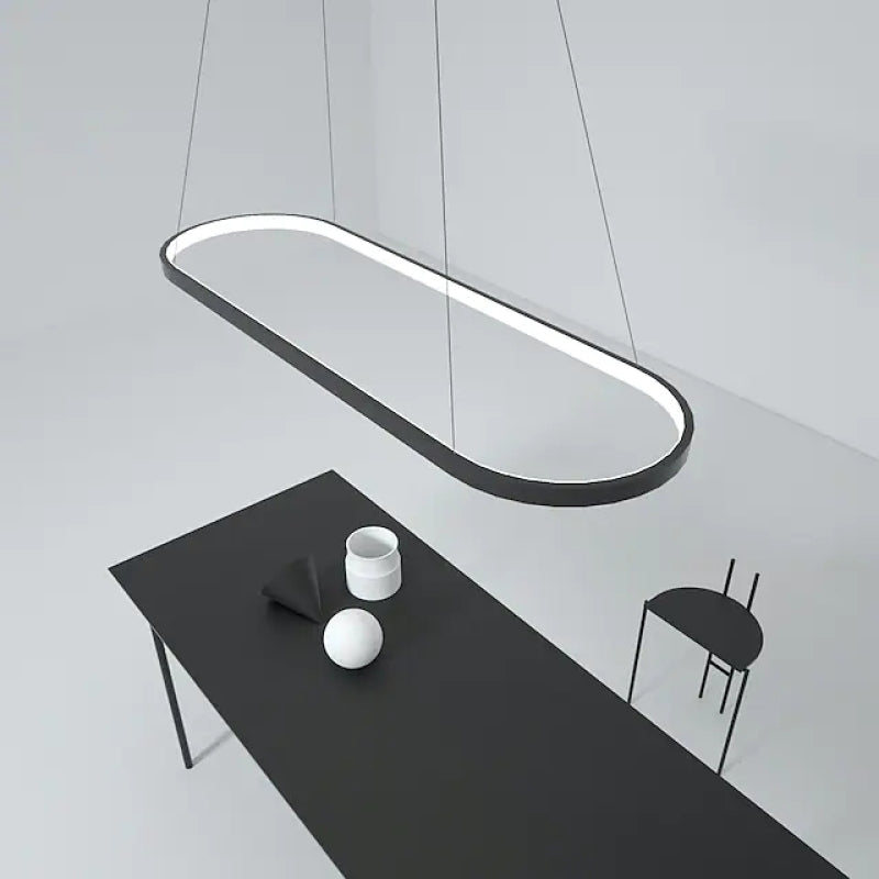 Arisha Suspension Ovale Moderne, Métal/Gel de Silice, Blanc/Noir/Or, Bar