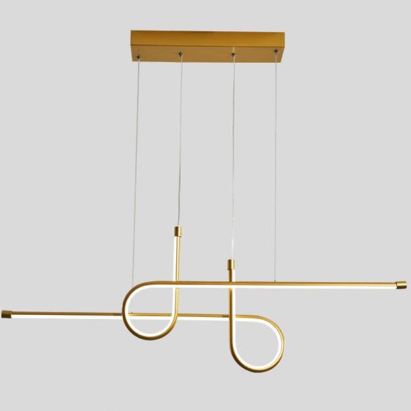 Arisha Suspension Linéaire Moderne, Métal, Noir/Or, Salle à Manger