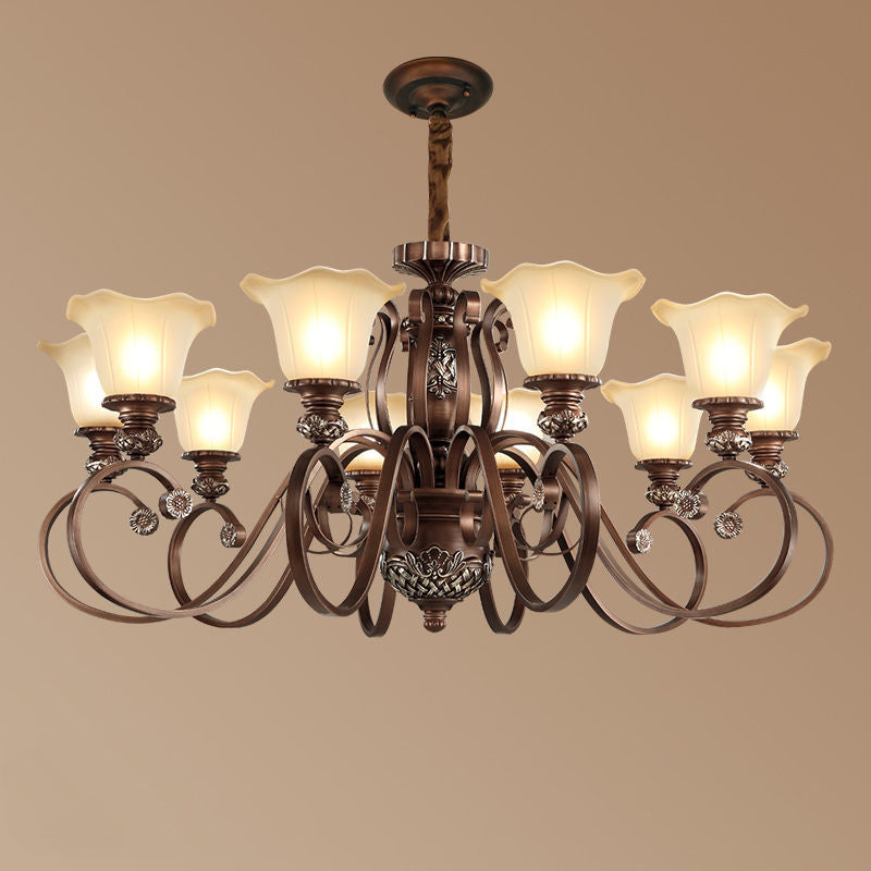 Arisha Rétro Fleur Suspension Métal Verre Salon Chambre à Coucher