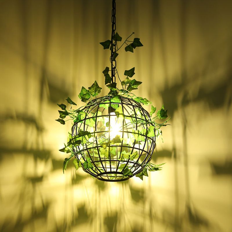 Ritta Globe Art Deco LED Suspension Vert Métal Salle à Manger