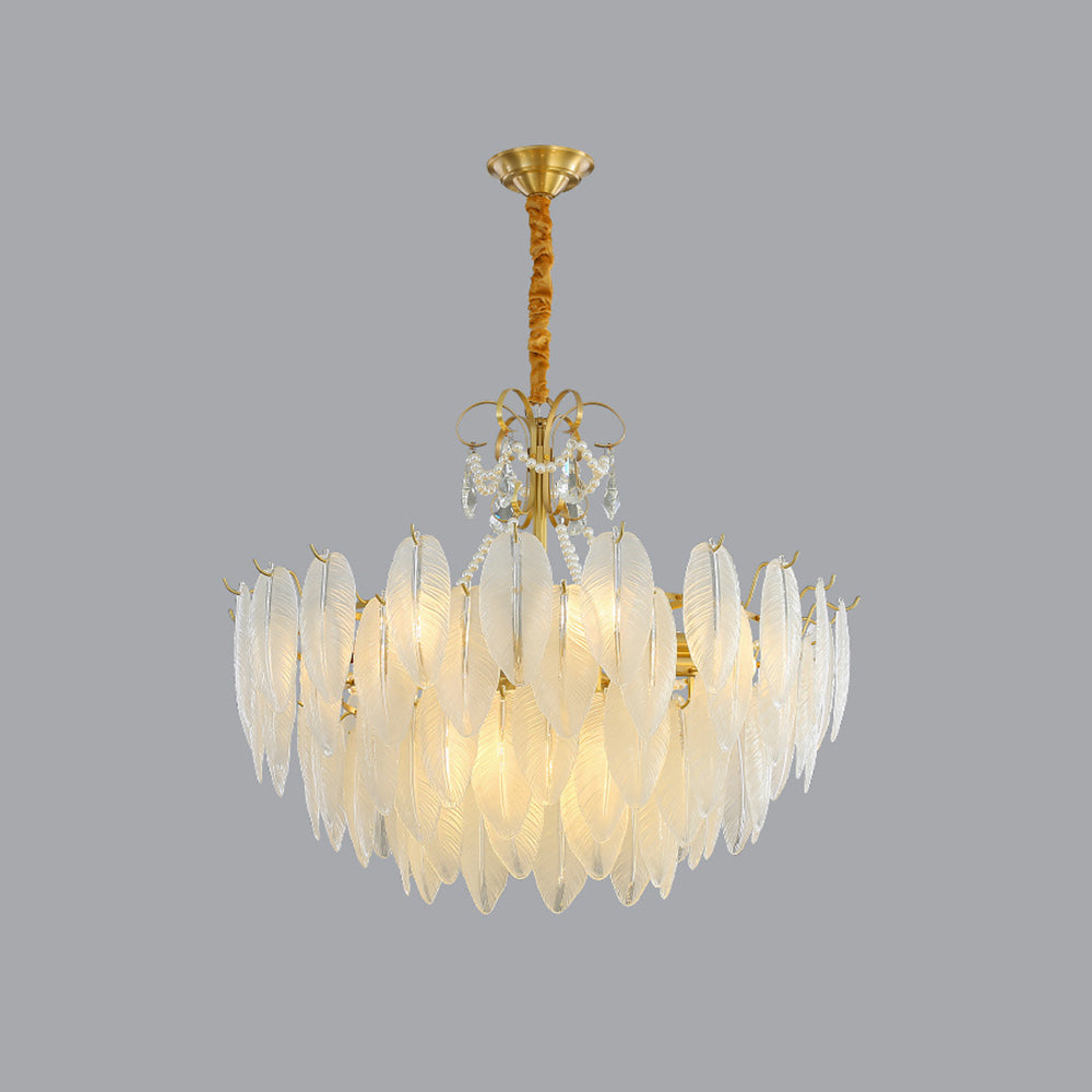 Kristy Suspension Plume Moderne, Cuivre/Verre, Doré, Salon