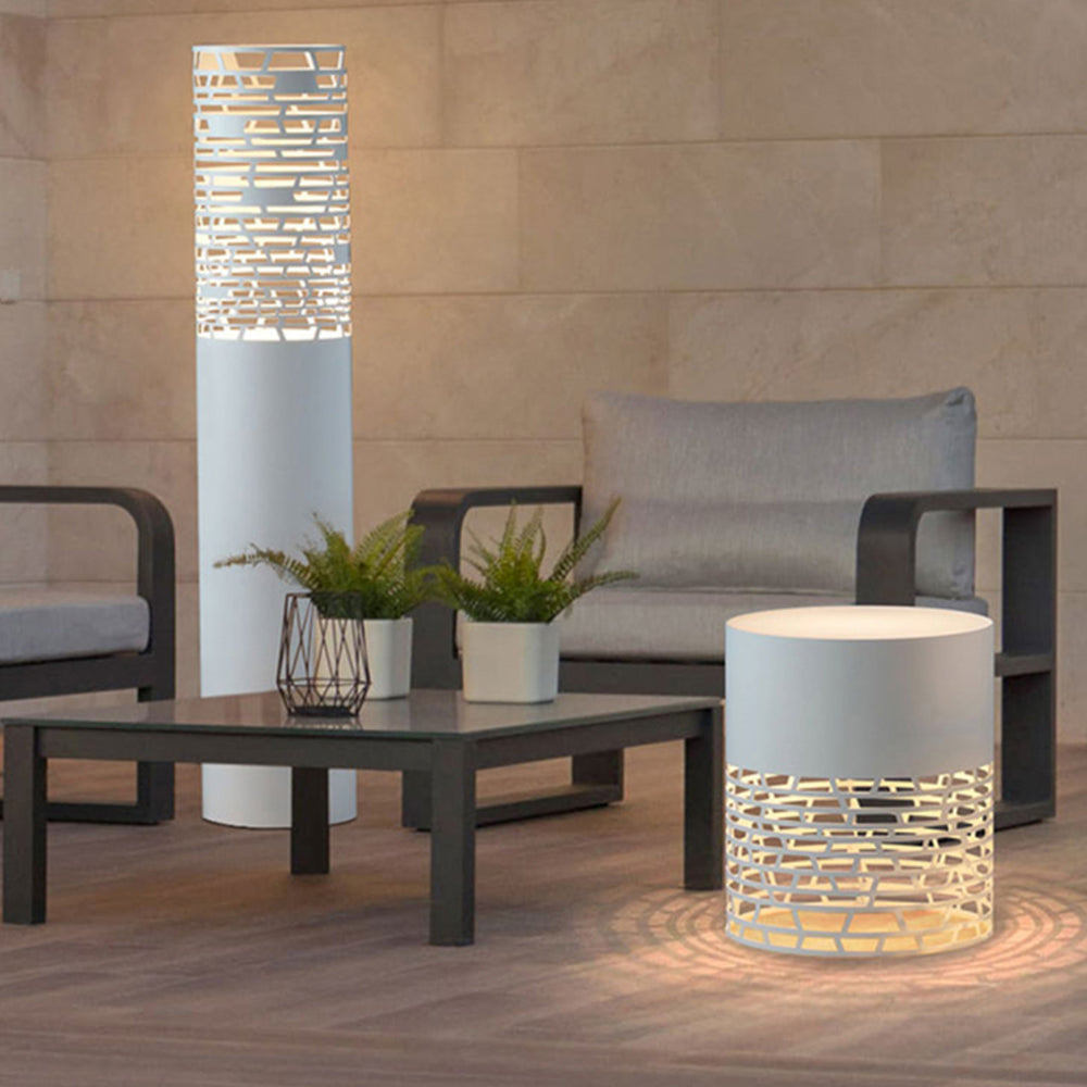 Ray Ronde LED Lampe de Table Blanc Métal/Acrylique Extérieur Jardin