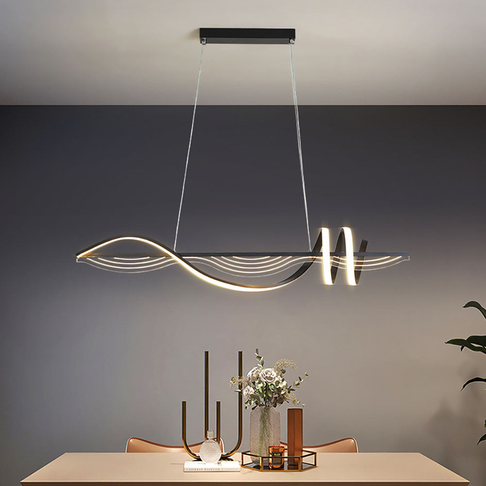 Arisha Style Géométrique Contemporain Linéaire Métal Suspension Blanc/Noir