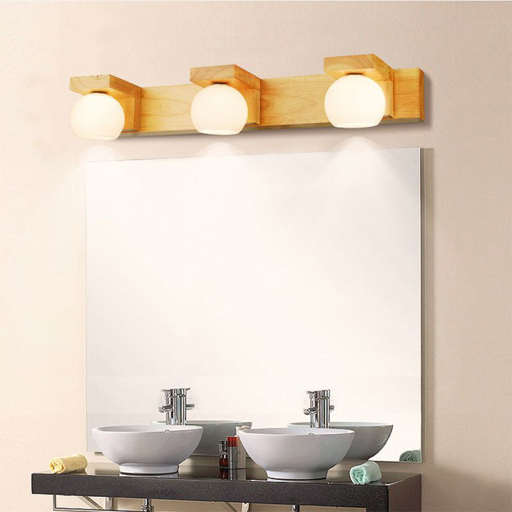 Muto Applique Murale Linéaire Moderen, Bois/Verre, Bûche, Salle de Bain