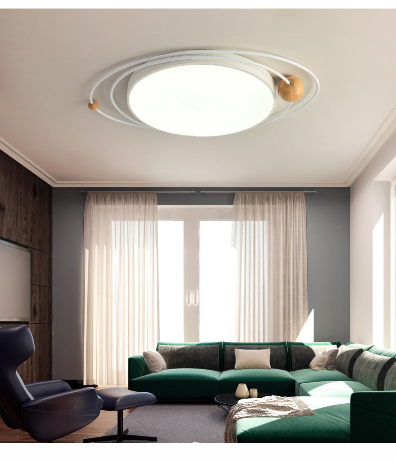 Arisha Plafonnier Rond Moderne, Metal/Bois, Blanc/Noir/Gris/Vert/Bleu, Salon