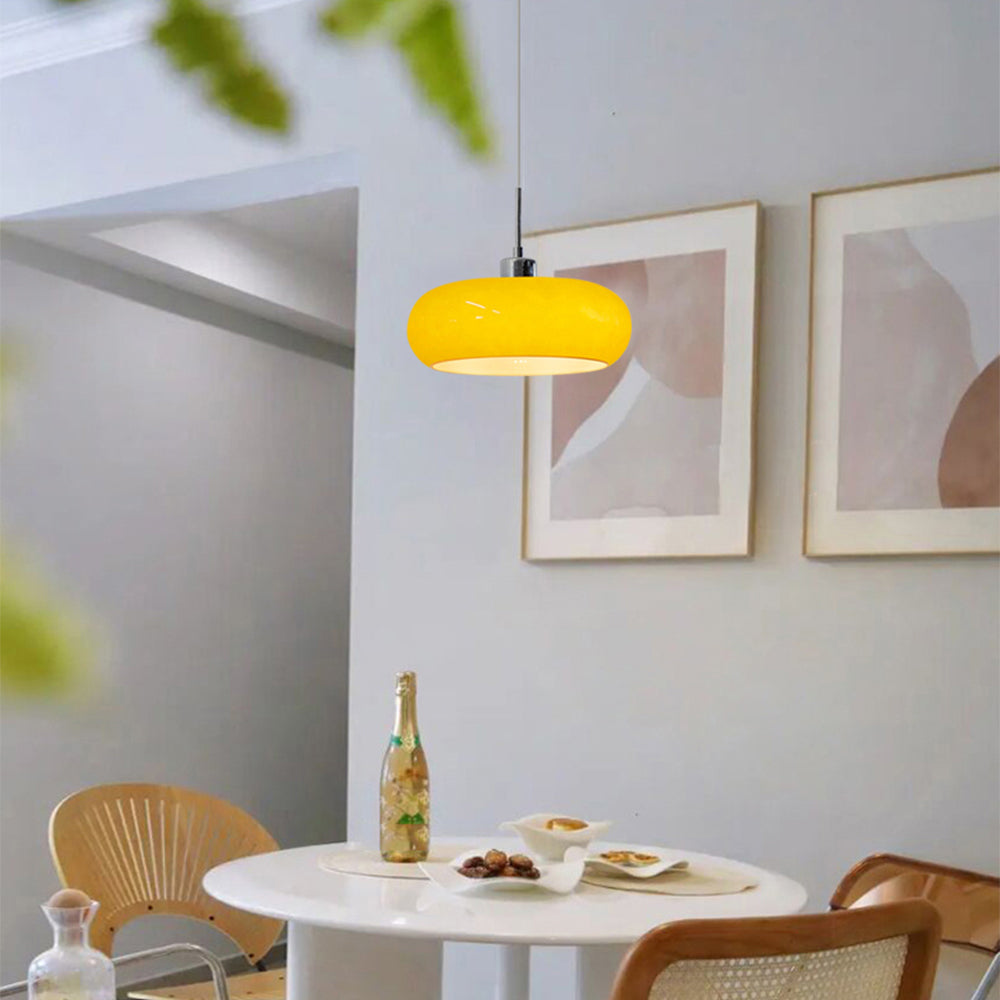 Valentina Suspension Dôme Moderne Verre, Blanc/Orange, Salle de Bain