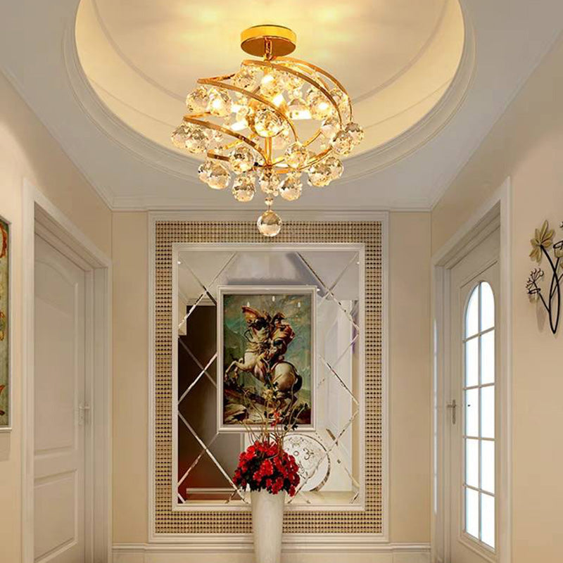 Valentina Design LED Plafonnier Laiton Cristal Salon Chambre à coucher