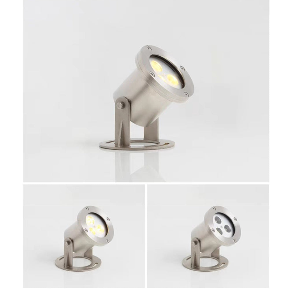 Ray Spot de Bassin Cylindre Moderne, Métal/Verre, Argent, Jardin