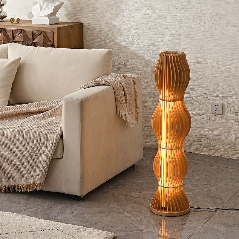 Muto Lampadaire Vague Moderne, Bois, Kaki, Salon