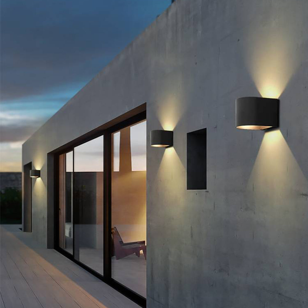 Ray Cylindrique LED Applique Murale Noir Métal Verre Jardin