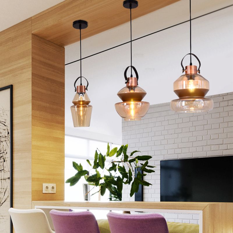 Silva Moderne LED Suspension Ambre Métal Verre Salon Salle à manger