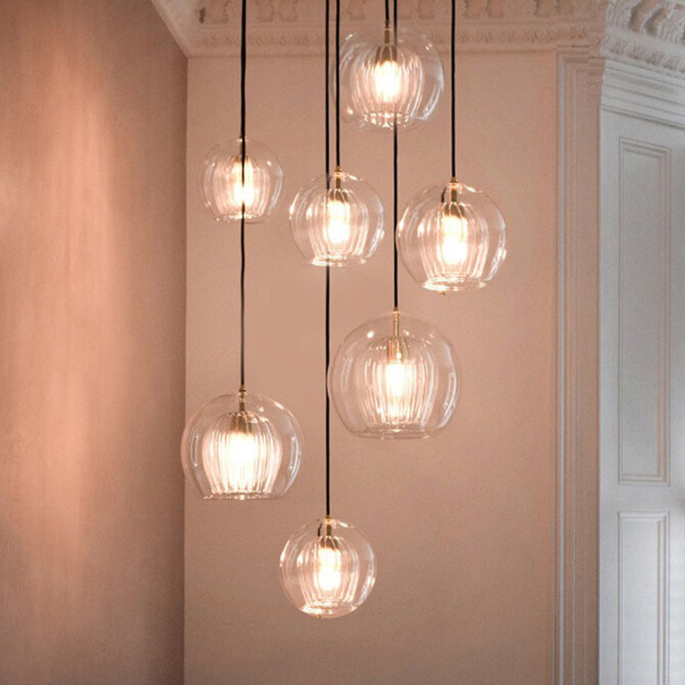 Valentina Suspension Bulle Nordique Verre Transparent/Doré Salon/Chambre