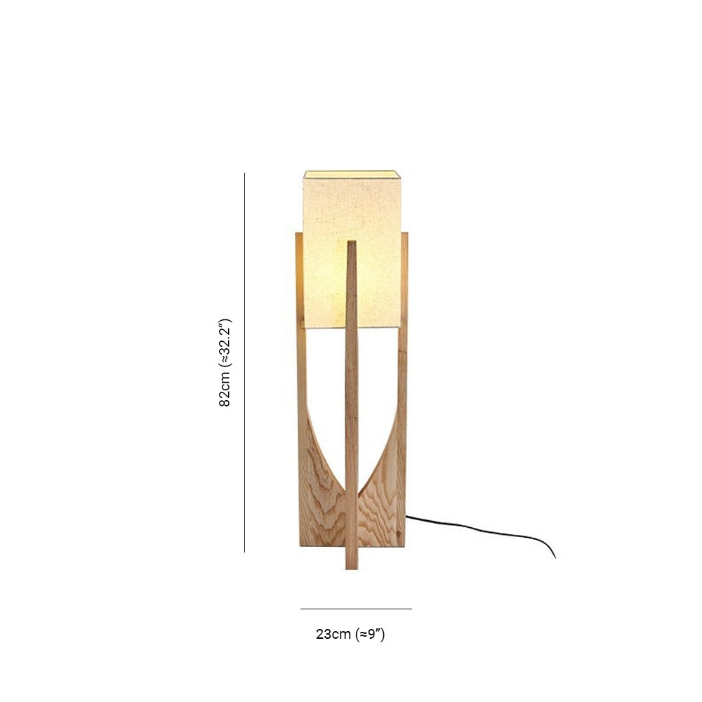 Muto Lampadaire Rectangulaire Naturel, Tissu, Bois, Salon/Bureau