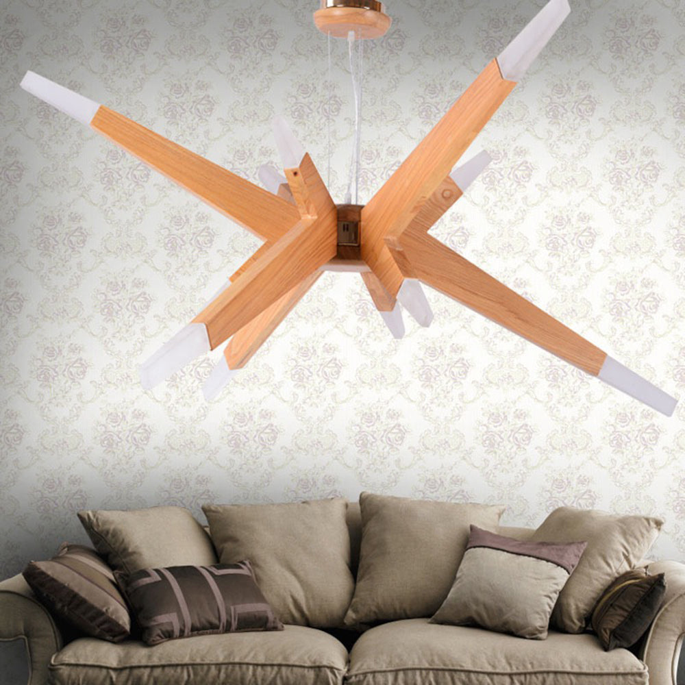 Muto Luminaires Suspensions Inégale Spoutnik Design Bois/Acrylique Chambre à Coucher