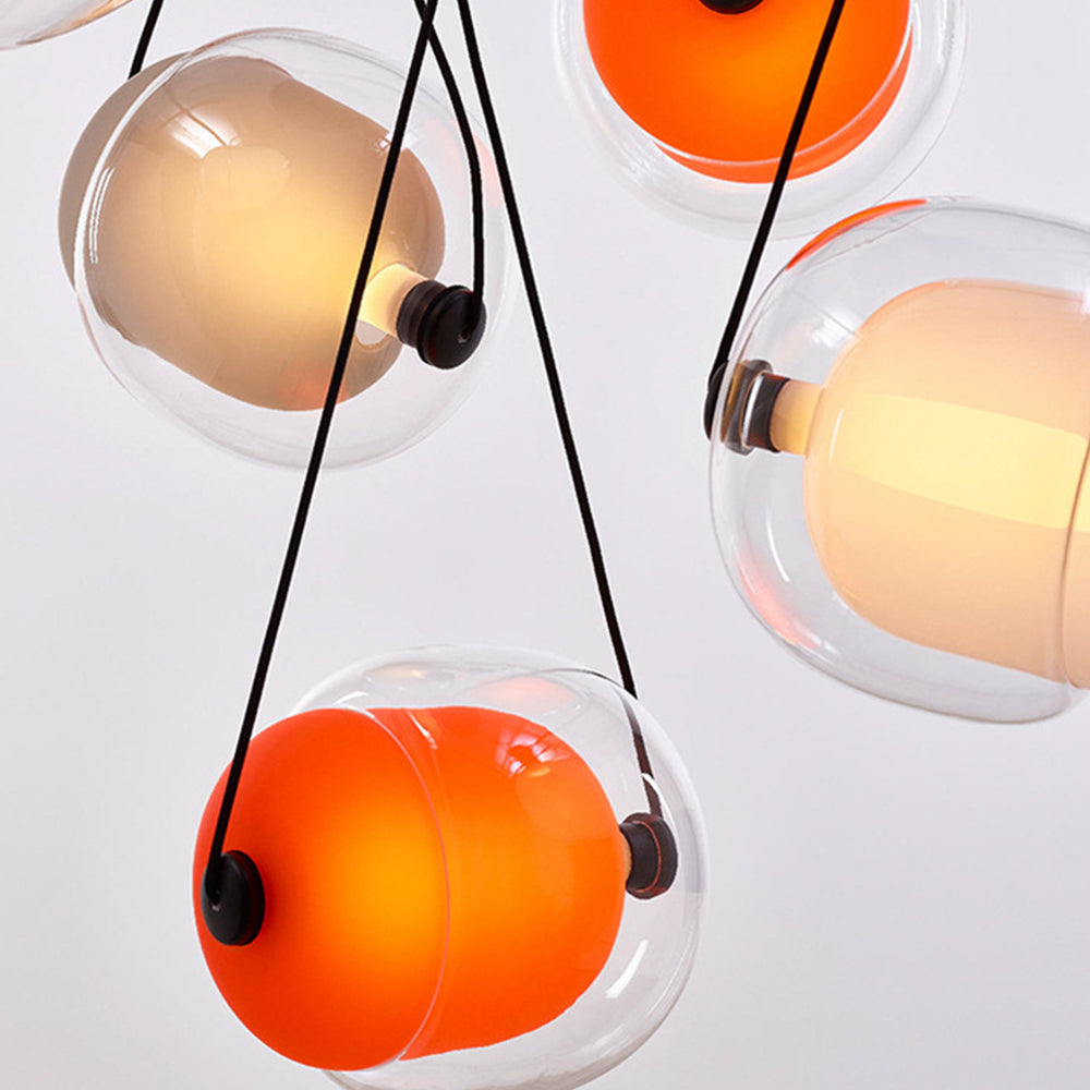 Valentina Design Luminaires Suspensions Bulle Moderne LED Verre Bleu/Jaune/Rose/Blanc Salon/Chambre à Coucher