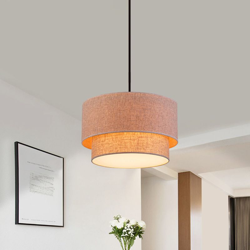 Ritta Moderne LED Suspension Blanc Noir Métal Tissu Salon Chambre à coucher