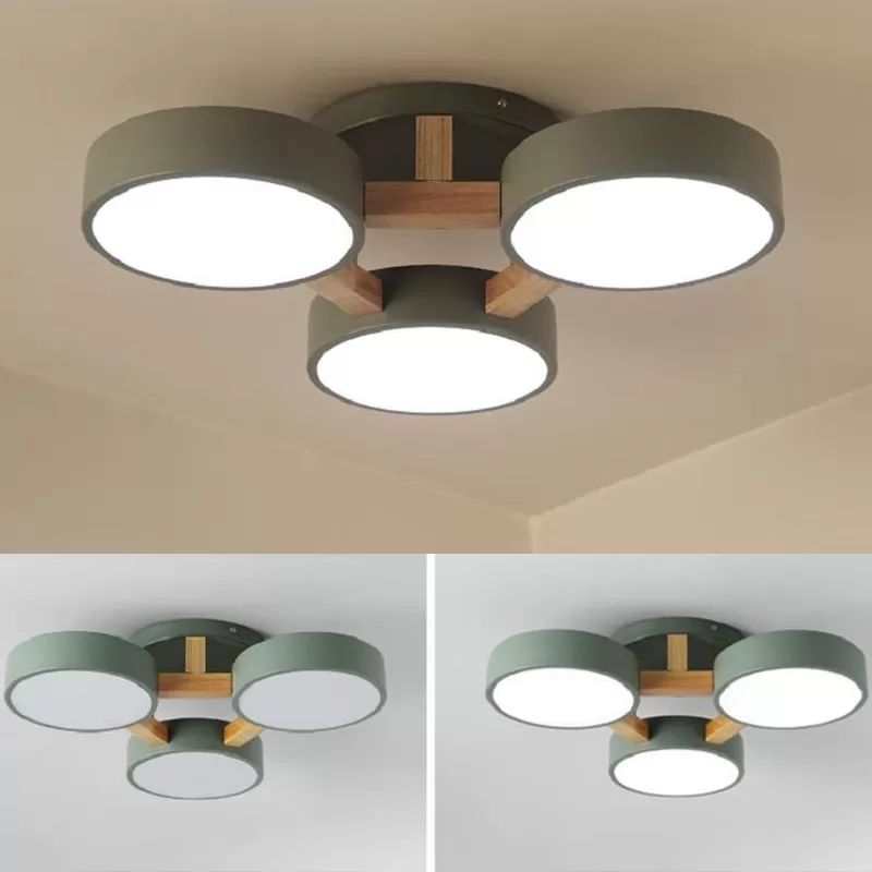 Aria Ronde LED Plafonnier Blanc/Vert/Gris Fumé Métal/Acrylique Salon