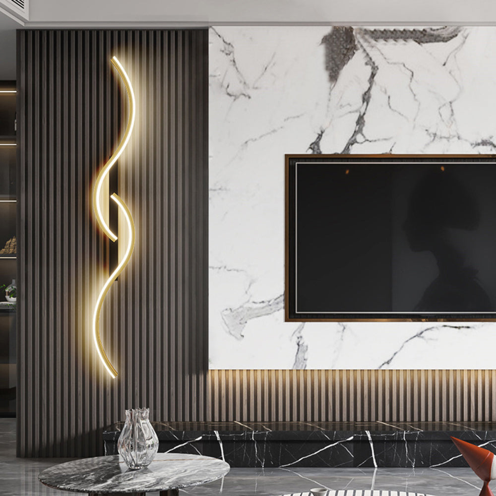 Arisha Applique Murale Vague Design Moderne Noir/Or Salon