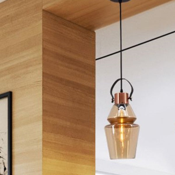 Silva Moderne LED Suspension Ambre Métal Verre Salon Salle à manger