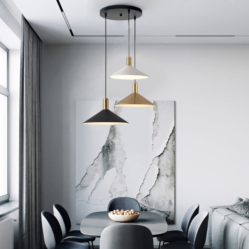 Arisha Suspension Moderne LED Acrylique/Métal, Noir/Blanc/Or, Salon