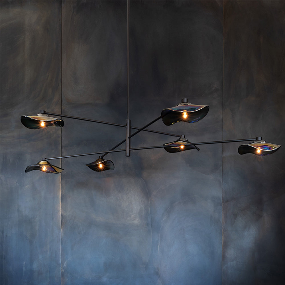 Arisha Suspension Linéaire Moderne, Métal/Verre, Transparent/Multicolore, Salon/Chambre à Coucher