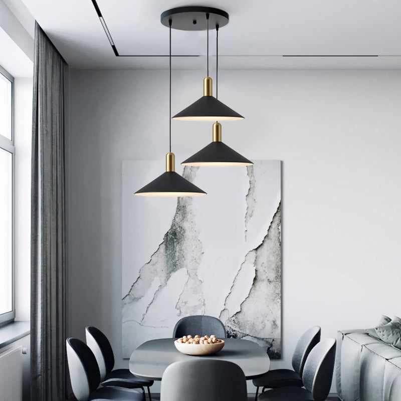 Arisha Suspension Moderne LED Acrylique/Métal, Noir/Blanc/Or, Salon