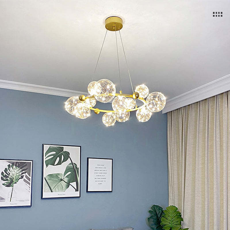 Valentina Suspension Boule Moderne, Métal/Verre, Doré/Noir, Salon
