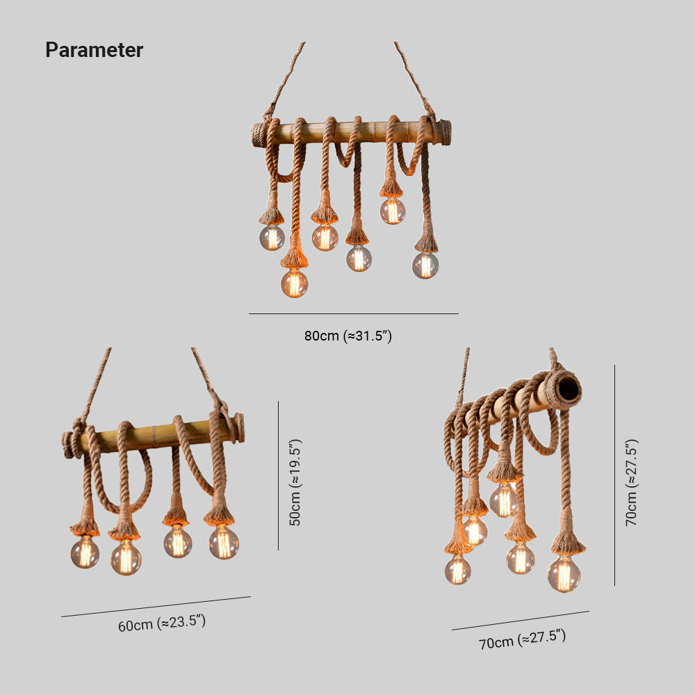 Silva Luminaires Suspensions Vintage LED Bambou/Métal Marron Salon/Chambre à Coucher