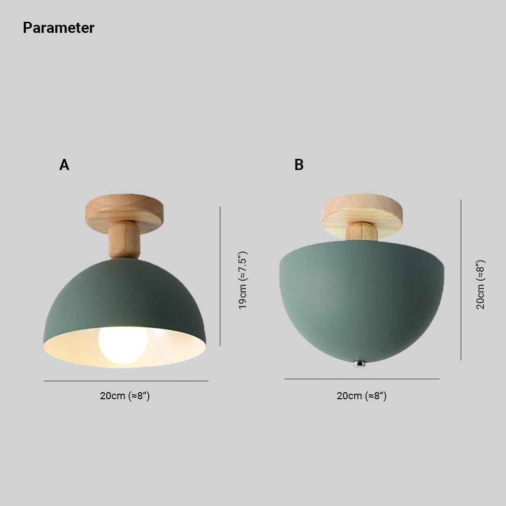 Muto Dôme Moderne LED Plafonnier Blanc/Gris Bois/Métal Salle d'étude
