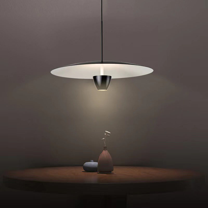 Arisha Suspension Ronde LED Minimaliste, Métal, Noir, Salon