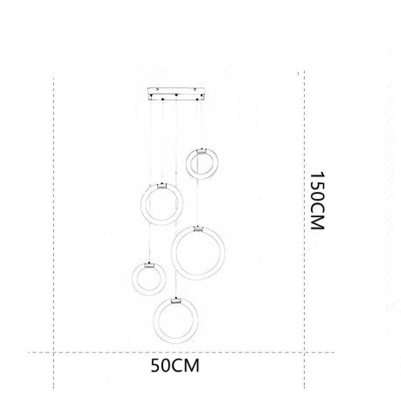 Valentina Luminaires Suspension LED Anneau Simple, Métal, Or, Salon
