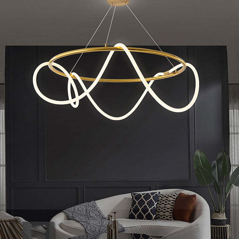 Arisha Suspension Courbe/linéaire LED Postmoderne, Métal, Or/Noir, Salon