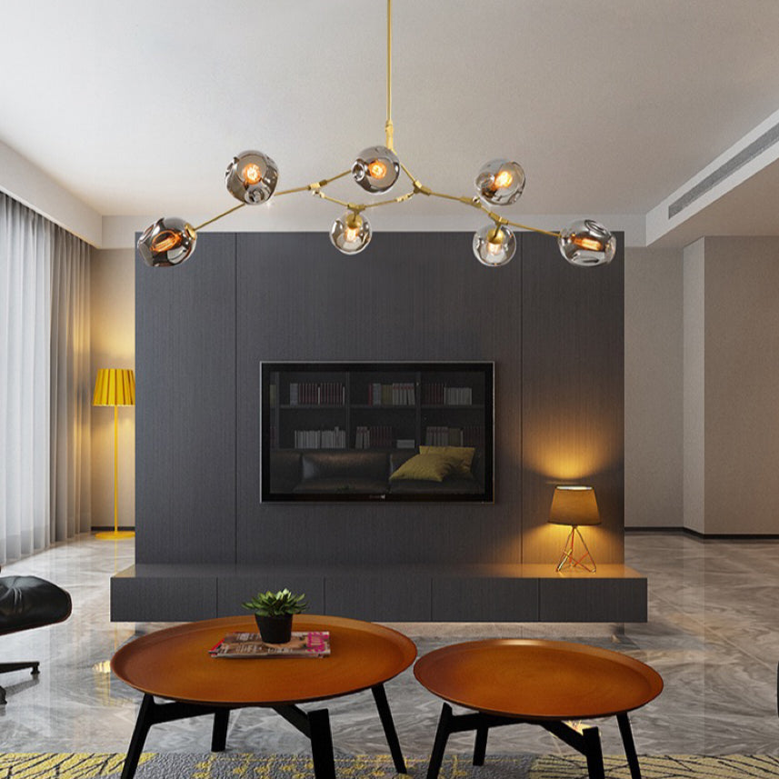 Valentina Suspension Nordique, Verre, Noir/Or, Salon