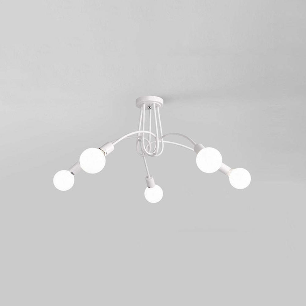 Valentina Lustre Linéaire/Bulle Moderne, Métal, Noir/Blanc/Or, Salon