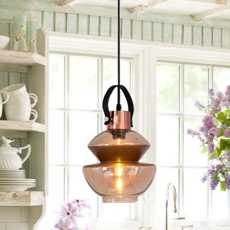 Silva Moderne LED Suspension Ambre Métal Verre Salon Salle à manger