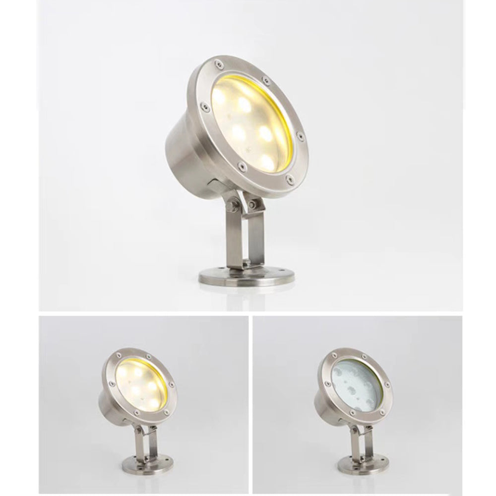 Ray Spot de Bassin Cylindre Moderne, Métal/Verre, Argent, Jardin