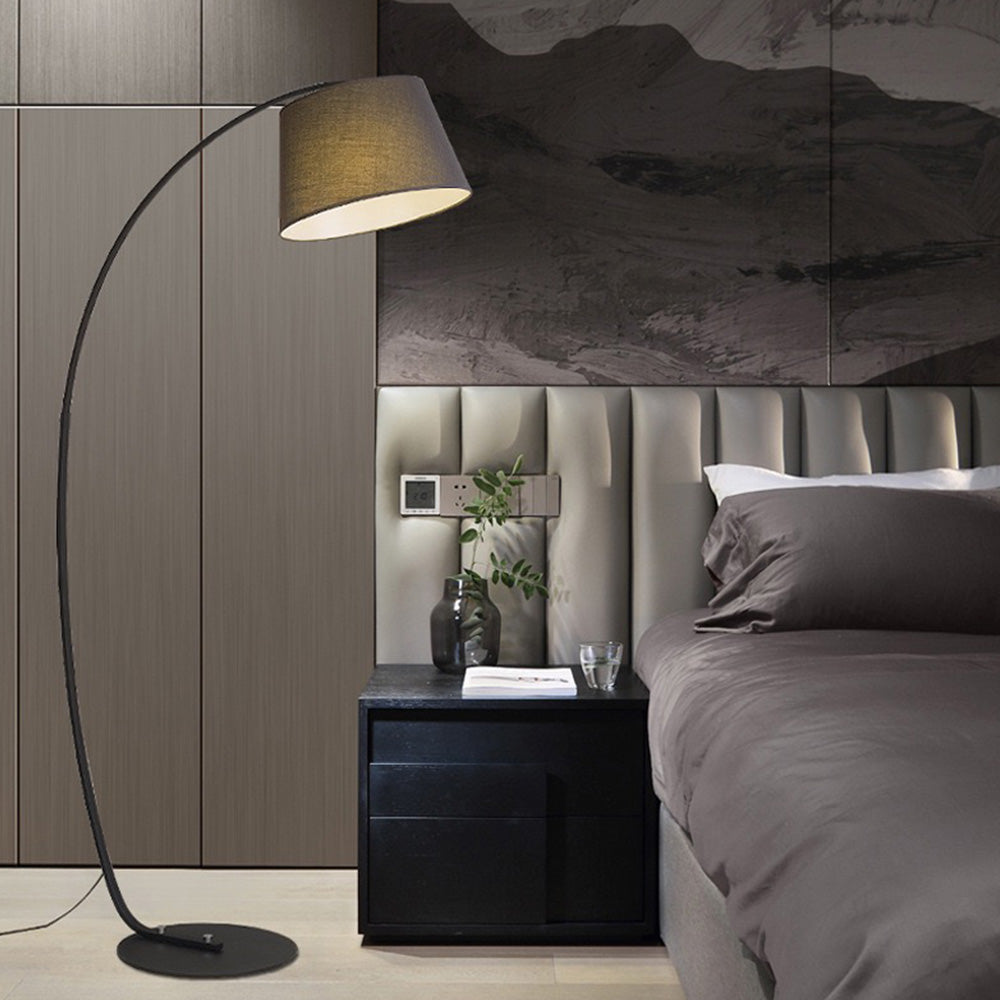 Mira Lampadaire Arche Moderne, Tissu/Métal, Noir, Salon/Chambre