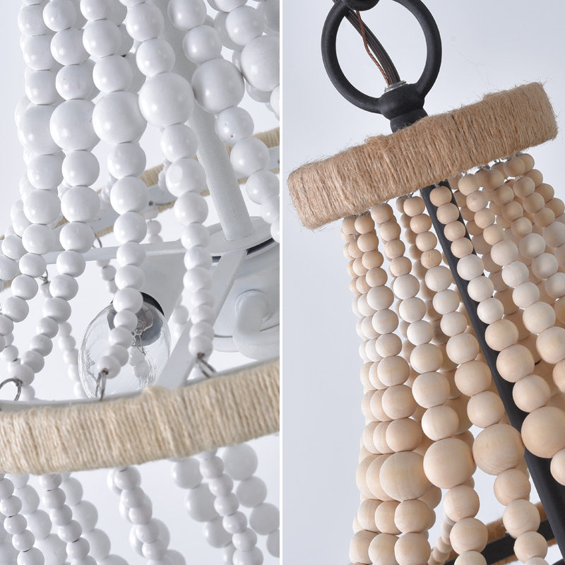 Silva Suspension LED Art Deco Design Métal/Bois Blanc/Bois Salon