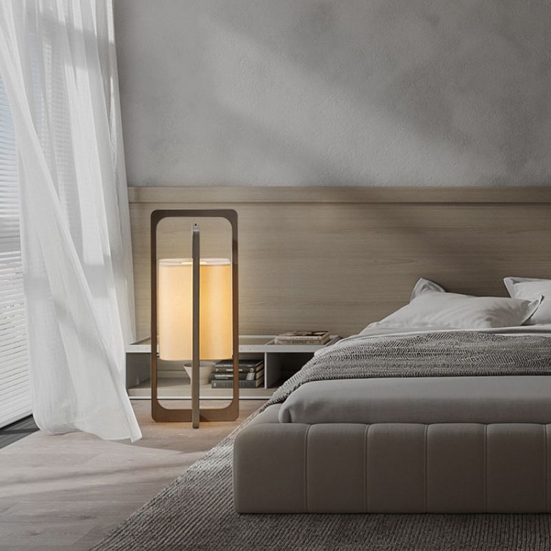 Muto Lampadaire Rectangulaire Moderne, Bois/Tissu, Bois, Salon