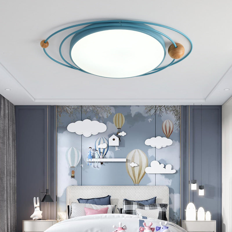 Arisha Plafonnier Rond Moderne, Metal/Bois, Blanc/Noir/Gris/Vert/Bleu, Salon