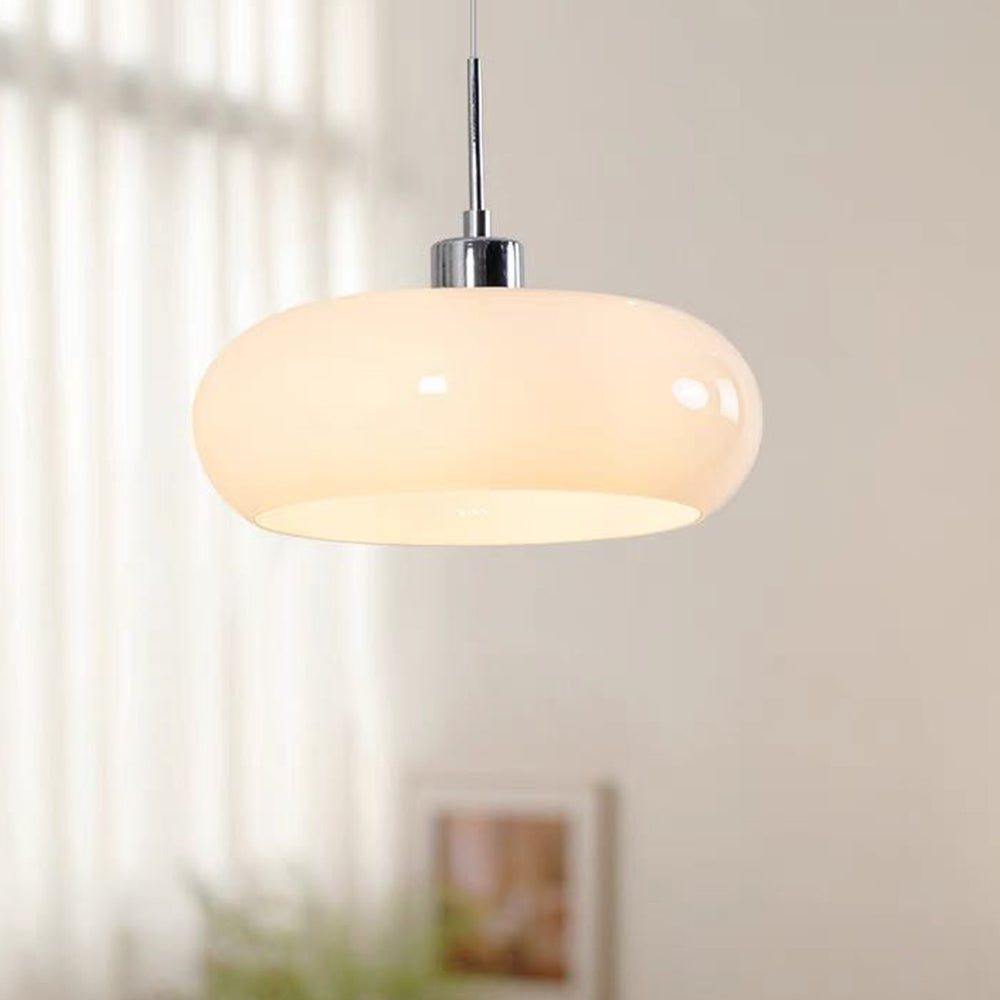 Valentina Suspension Dôme Moderne Verre, Blanc/Orange, Salle de Bain