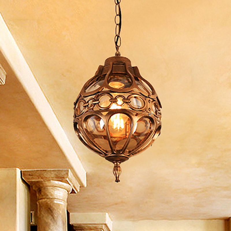 Silva Sphère Vintage LED Suspension Noir Bronze Métal Verre Salon Chambre à coucher