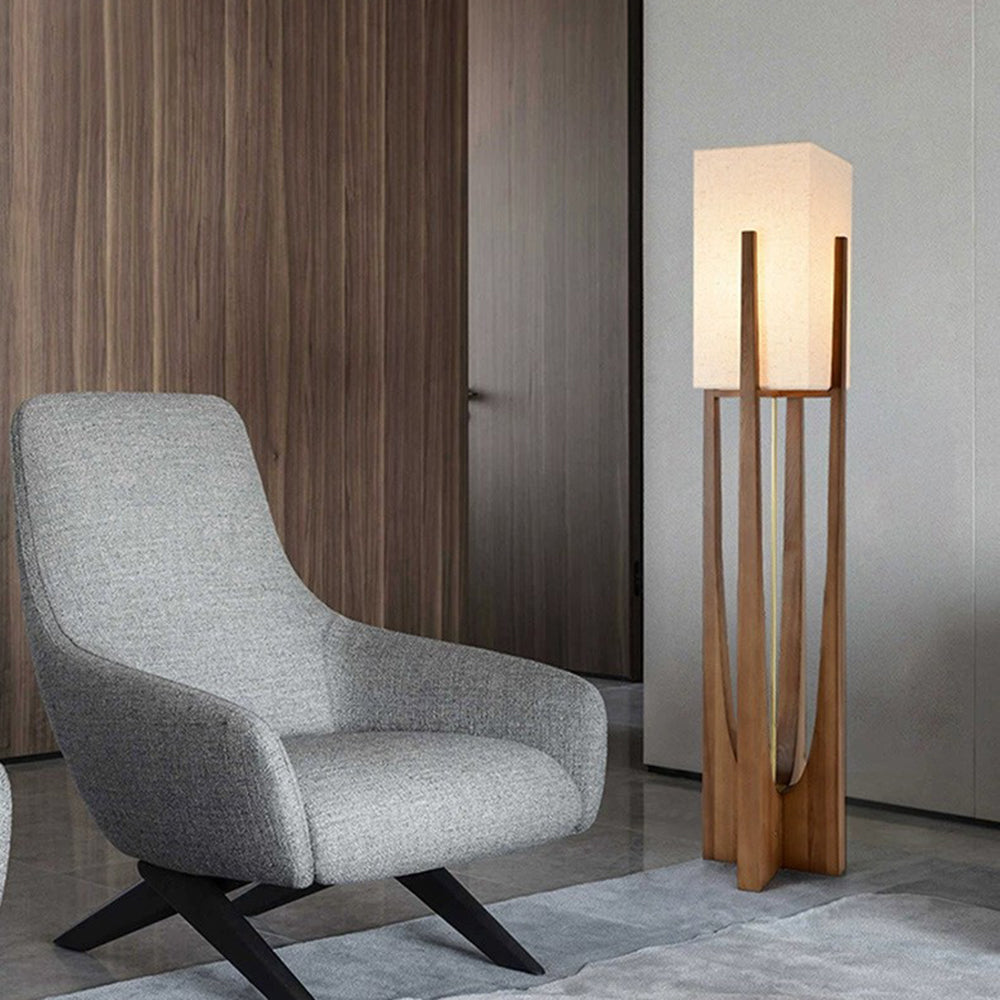 Muto Lampadaire Rectangulaire Naturel, Tissu, Bois, Salon/Bureau