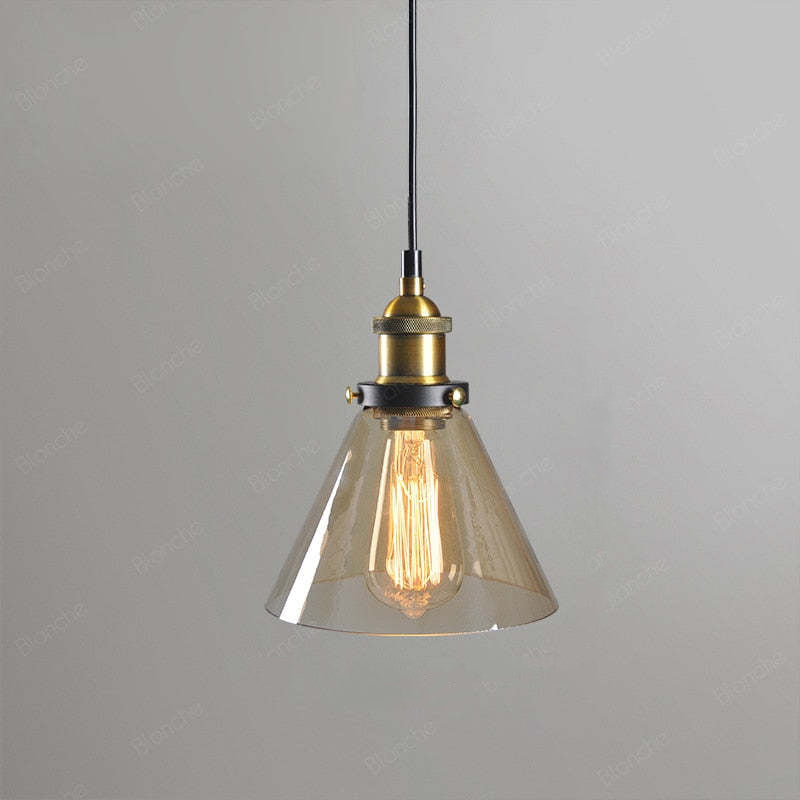 Arisha suspension Industriel en Verre, Clair/Ambre/Gris Fumé