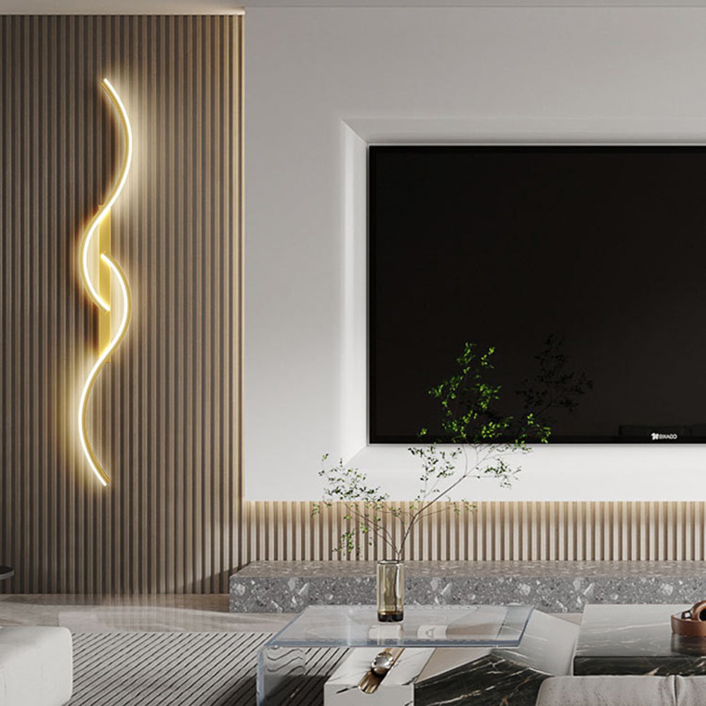Arisha Applique Murale Vague Design Moderne Noir/Or Salon