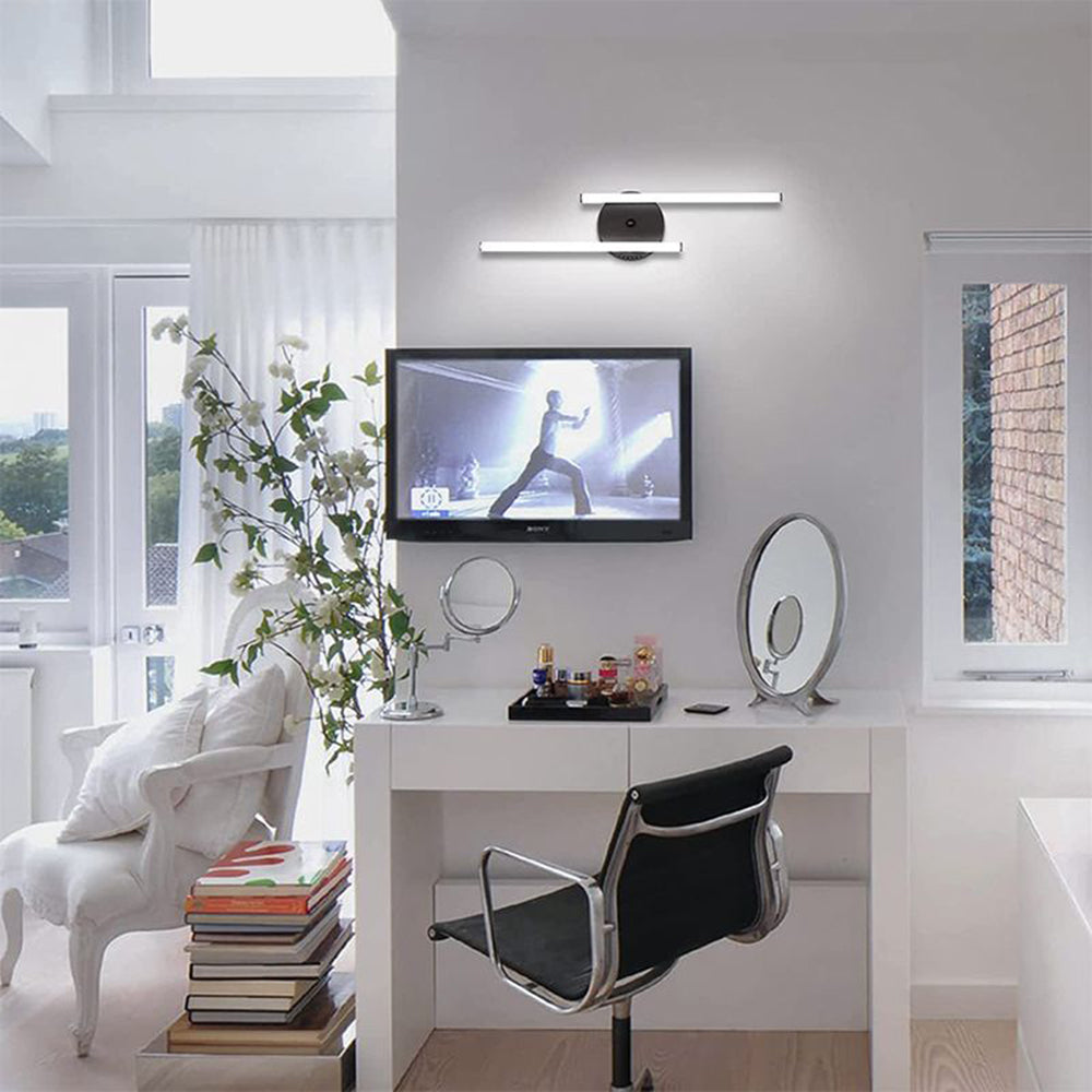Ray Applique Murale à Miroir Design LED Linéaire Moderne Métal/Gel de Silice Noir/Argent Salle de Bain