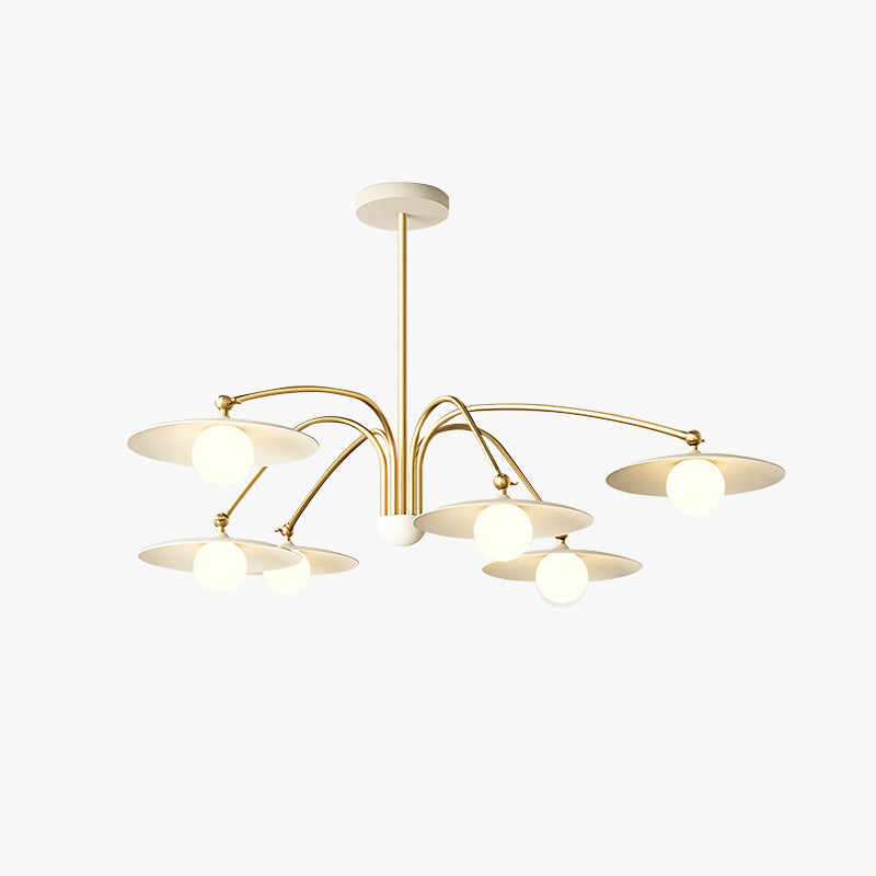 Arisha Suspension Fleur Art Déco, Métal/Verre, Blanc, Salon
