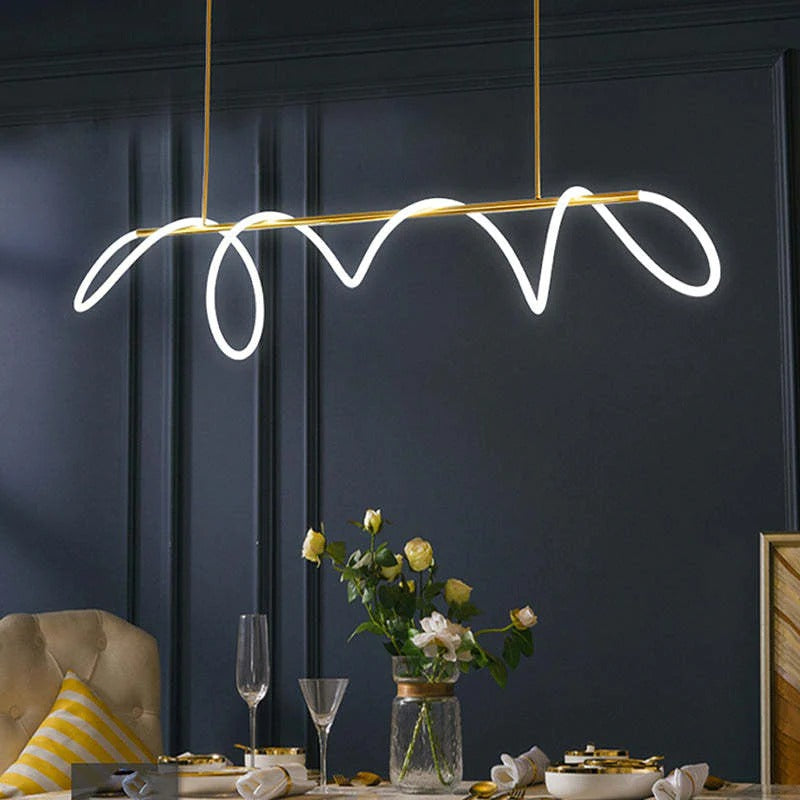 Arisha Suspension Courbe/linéaire LED Postmoderne, Métal, Or/Noir, Salon