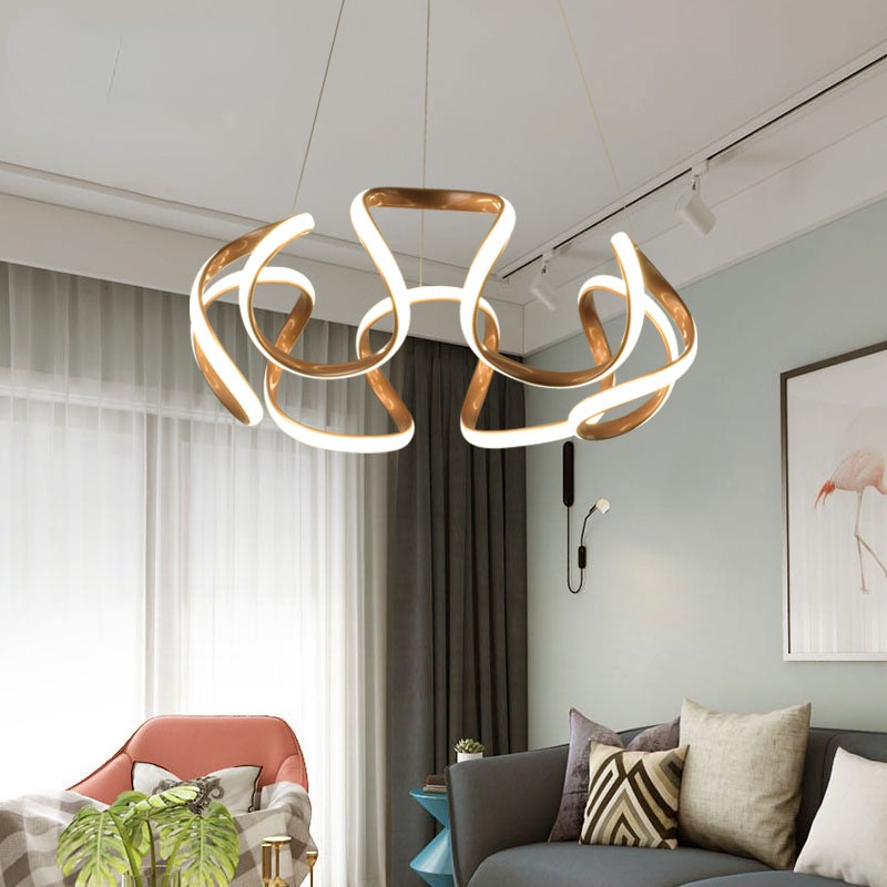 Arisha Suspension Linéaire Moderne Doré/Café/Gris, Salon